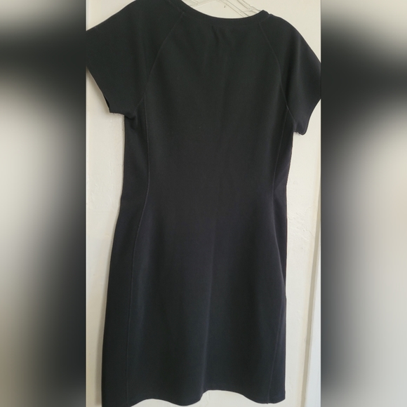 James Perse Standard Black Stretch Cotton Sheath Dress Size Large Short Sleeve - Picture 9 of 16